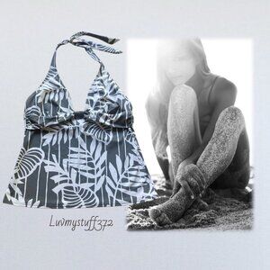 Calvin Klein Grey & White Patterned Swim Tankini Top (Also selling Navy/White)